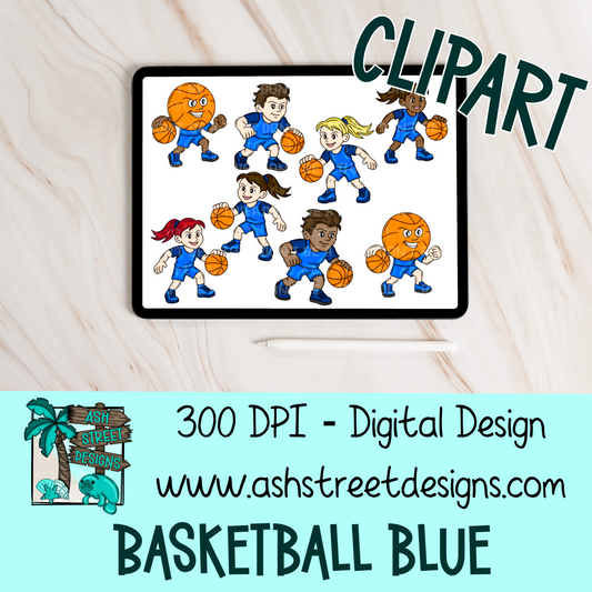 Clipart Set - School Mascot - Basketball Blue