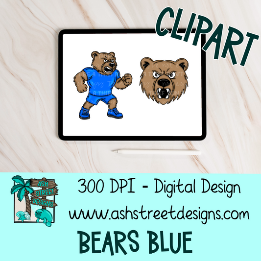 Clipart Set - School Mascot - Bears Blue