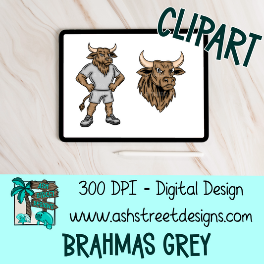 Clipart Set - School Mascot - Brahmas Grey