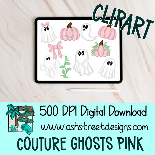 Clipart Set - Couture Ghosts Pink