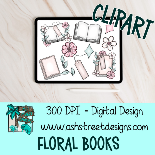 Clipart Set - Floral Books