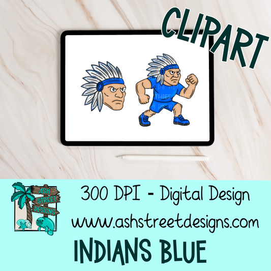 Clipart Set - School Mascot - Indians Blue