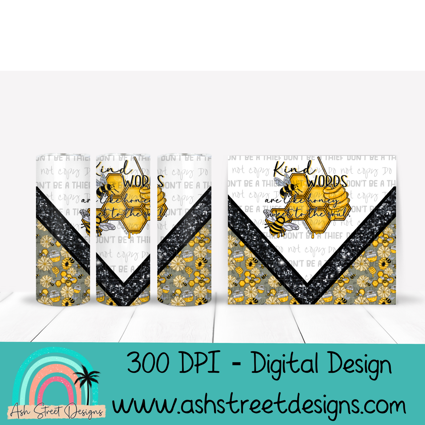 Kind words glitter tumbler