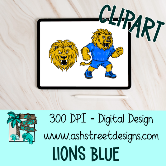 Clipart Set - School Mascot - Lions Blue