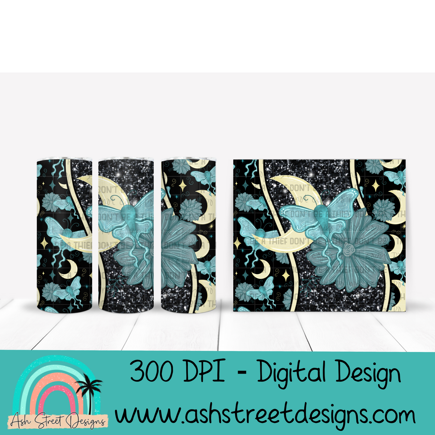 Mystical Moth glitter tumbler