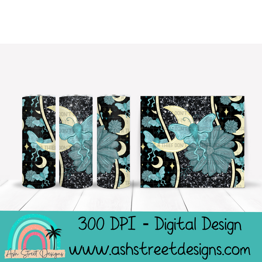 Mystical Moth glitter tumbler