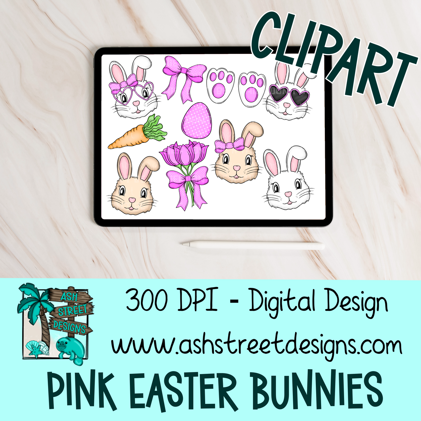Clipart Set - Pink Easter Bunnies