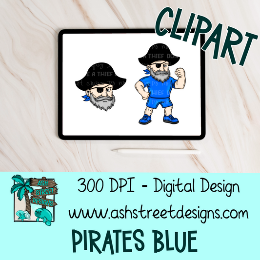 Clipart Set - School Mascot - Pirates Blue