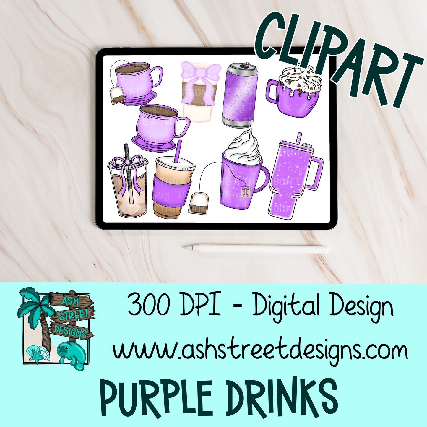 Clipart Set - Purple Drinks