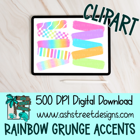 Clipart Set - Rainbow Grunge Accents