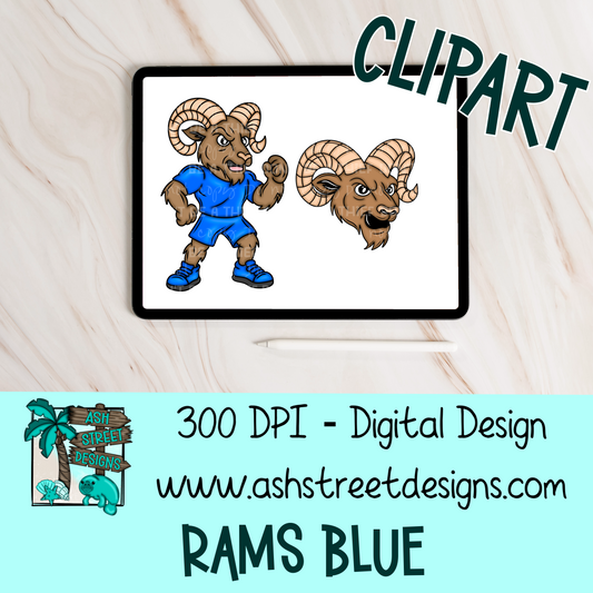 Clipart Set - School Mascot - Rams Blue
