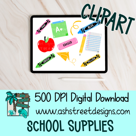 Clipart Set - School Supplies