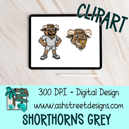 Clipart Set - School Mascot - Shorthorns Grey