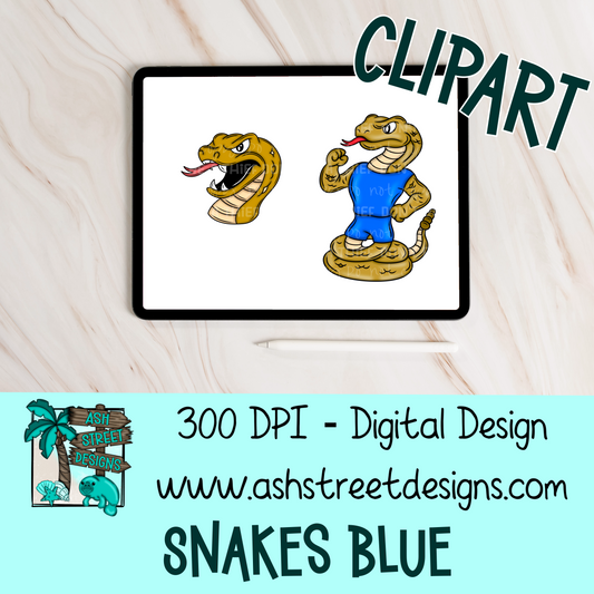 Clipart Set - School Mascot - Snakes Blue
