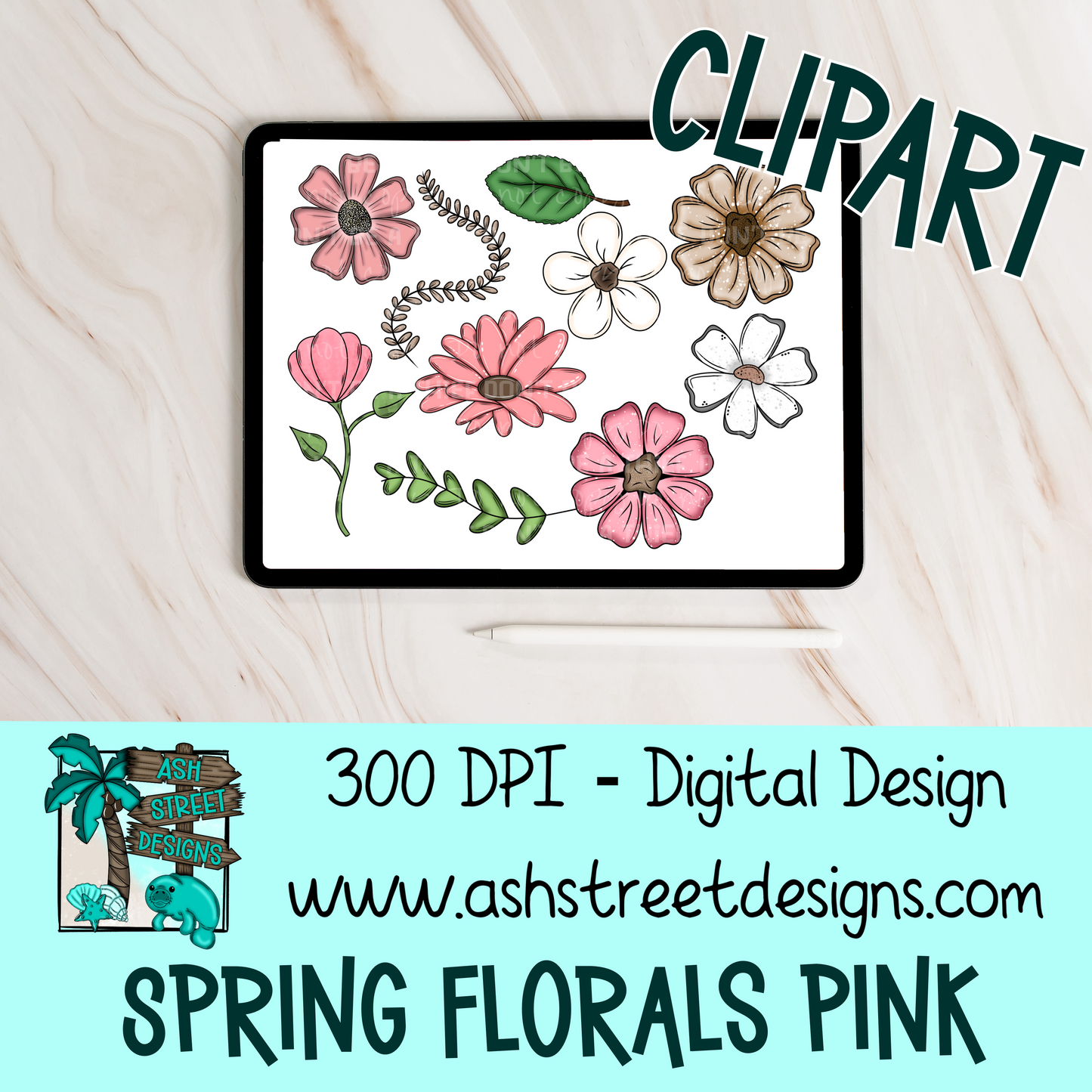 Clipart Set - Spring Florals Pink