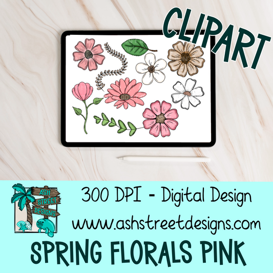 Clipart Set - Spring Florals Pink