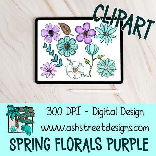 Clipart Set - Spring Florals Purple