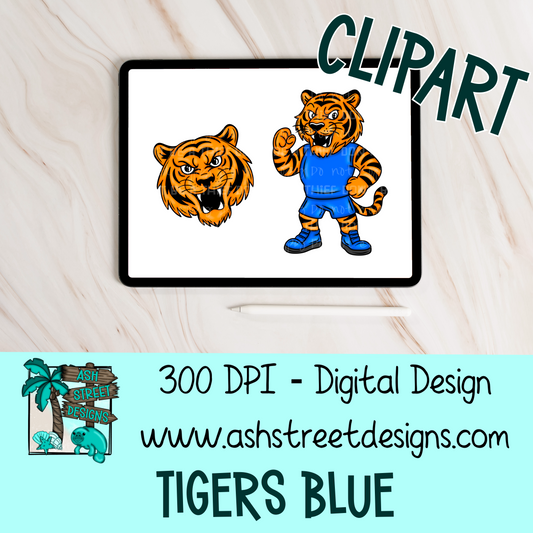Clipart Set - School Mascot - Tigers Blue