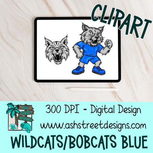 Clipart Set - School Mascot - Wildcats/Bobcats Blue