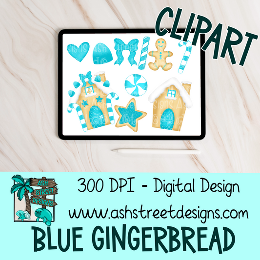 Clipart Set - Blue Gingerbread