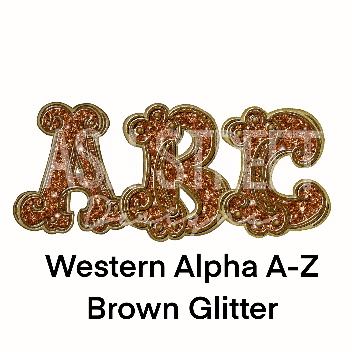 Alpha Set - Western Alphas Brown Glitter