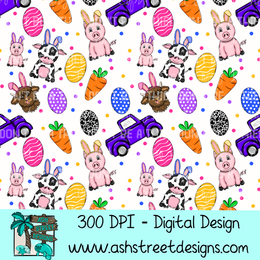 Farm Animal Easter Seamless