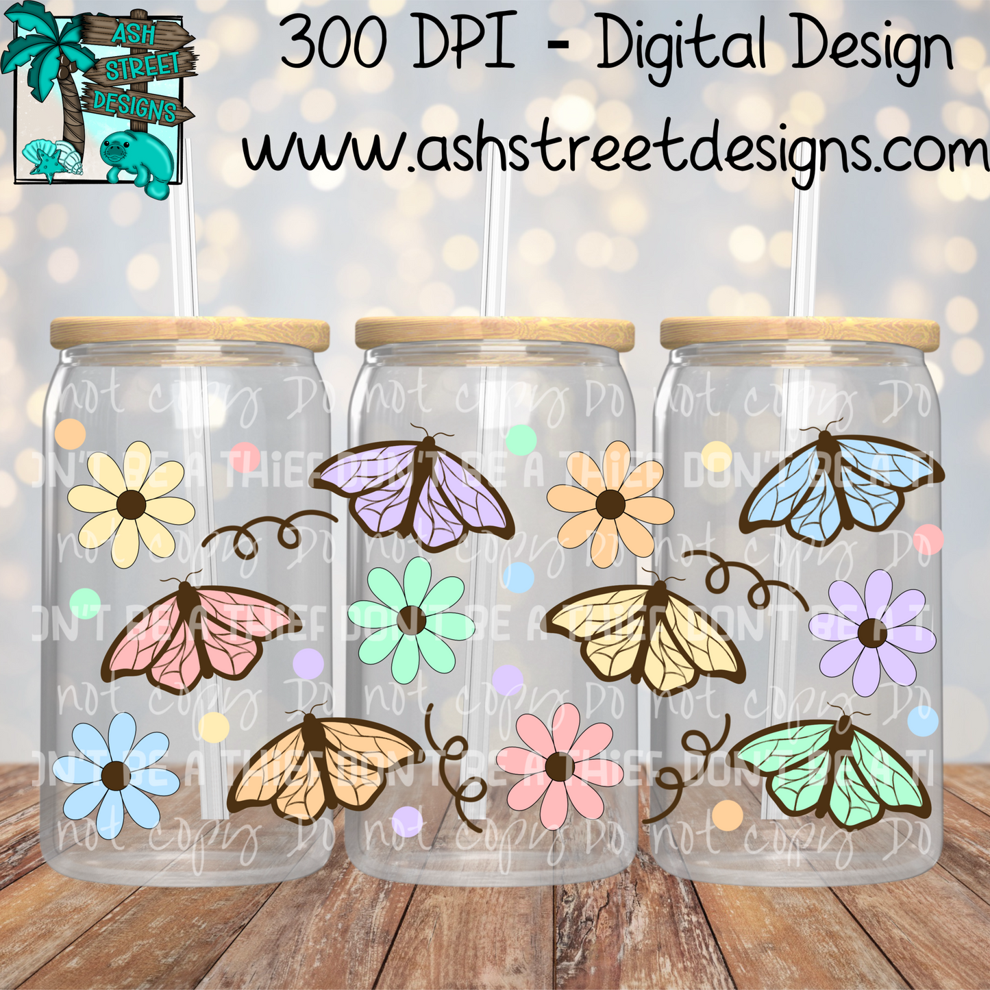 Floral Butterflies 16oz