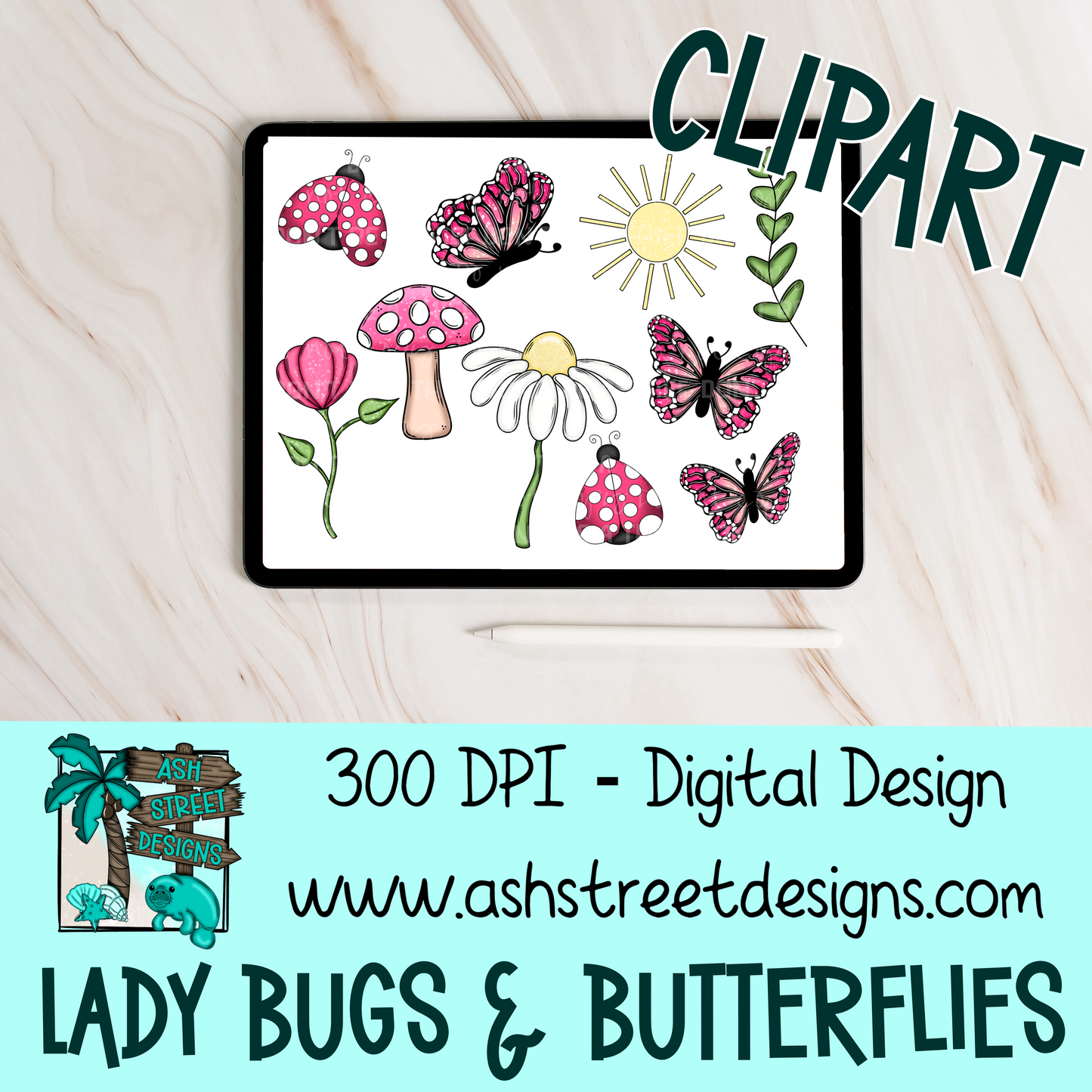 Clipart Set - Lady Bugs & Butterflies