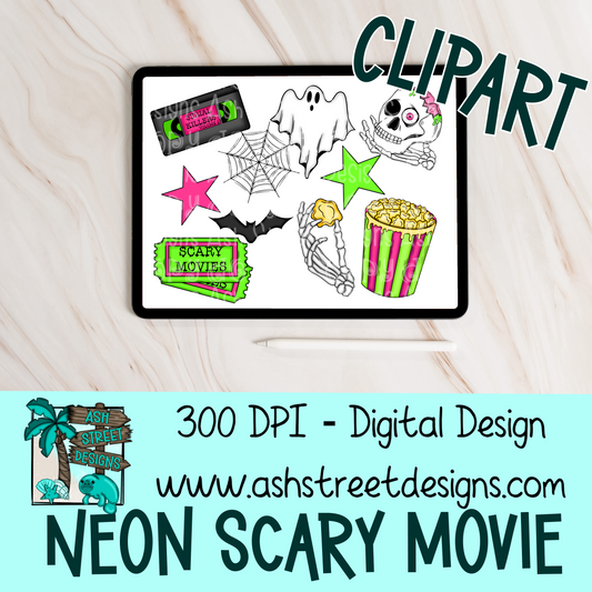 Clipart Set - Neon Scary Movie