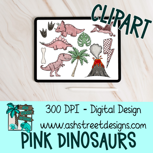 Clipart Set - Pink Dinosaurs