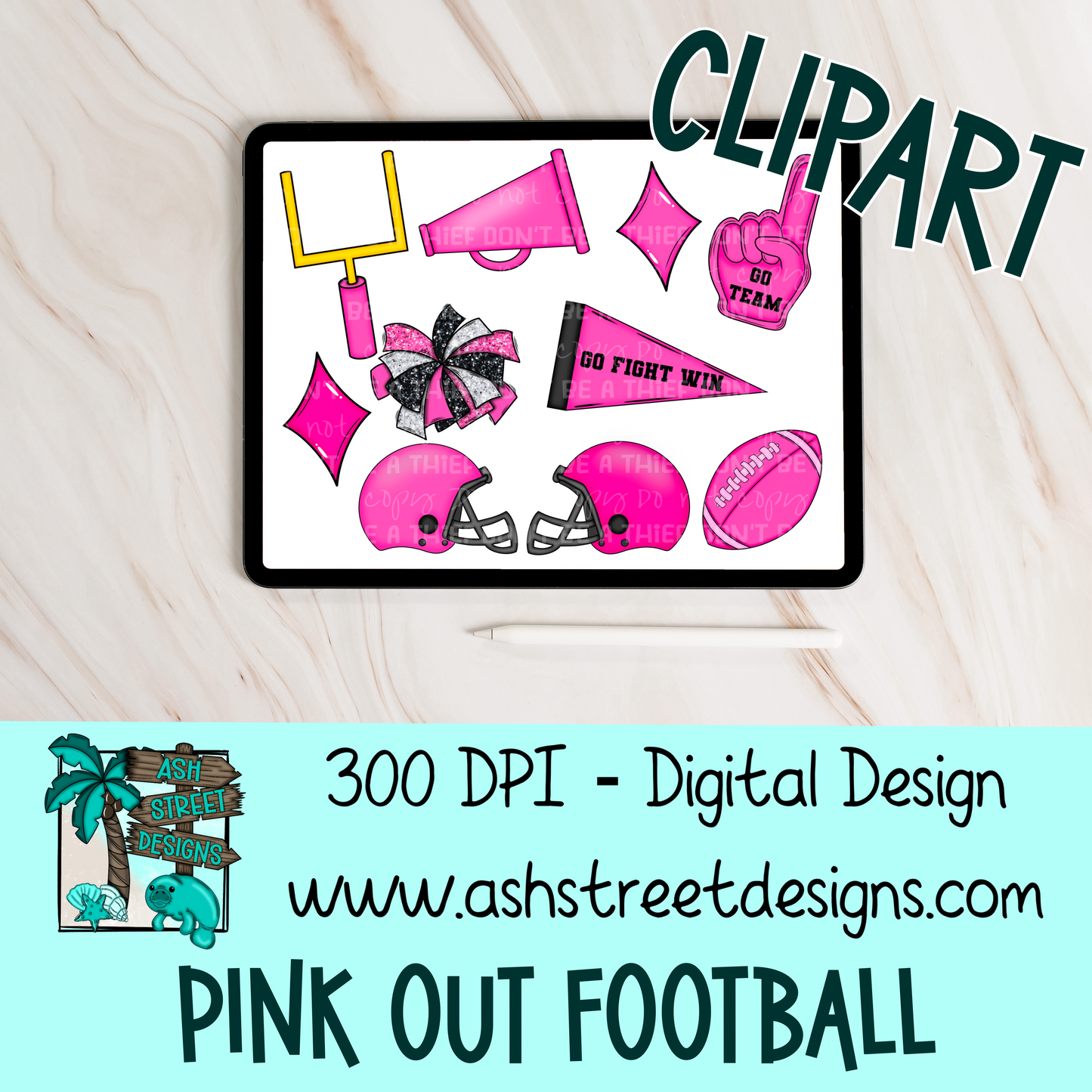 Clipart Set - Pink Out Football