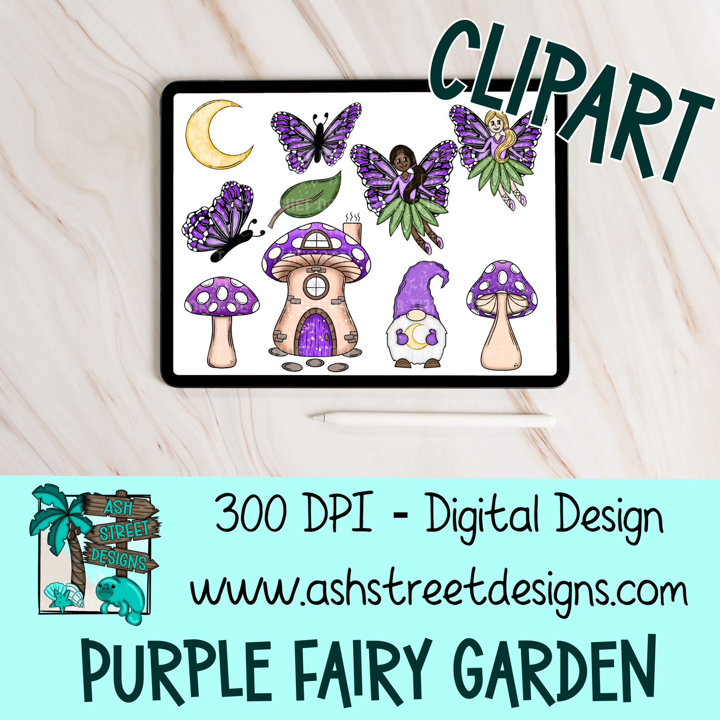 Clipart Set - Fairy Garden Purple