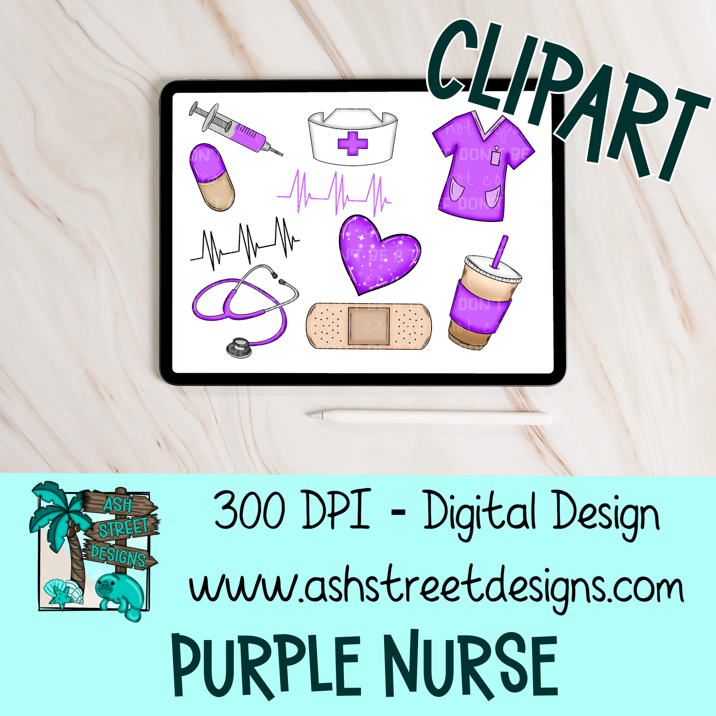 Clipart Set - Purple Nurse