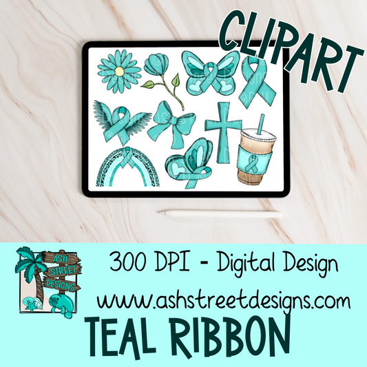 Clipart Set - Teal Ribbon