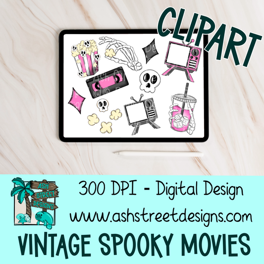 Clipart Set - Vintage Spooky Movie