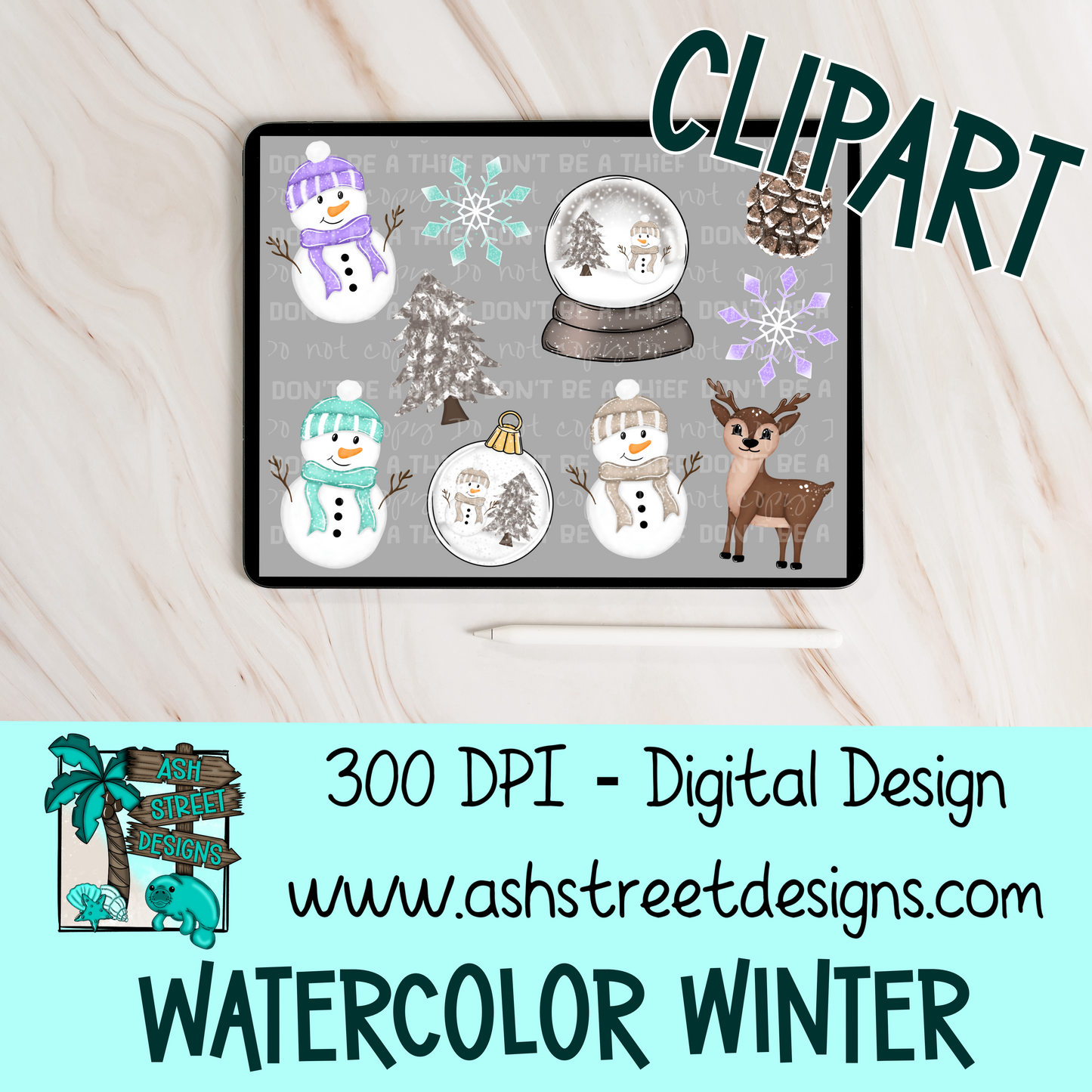 Clipart Set - Watercolor Winter