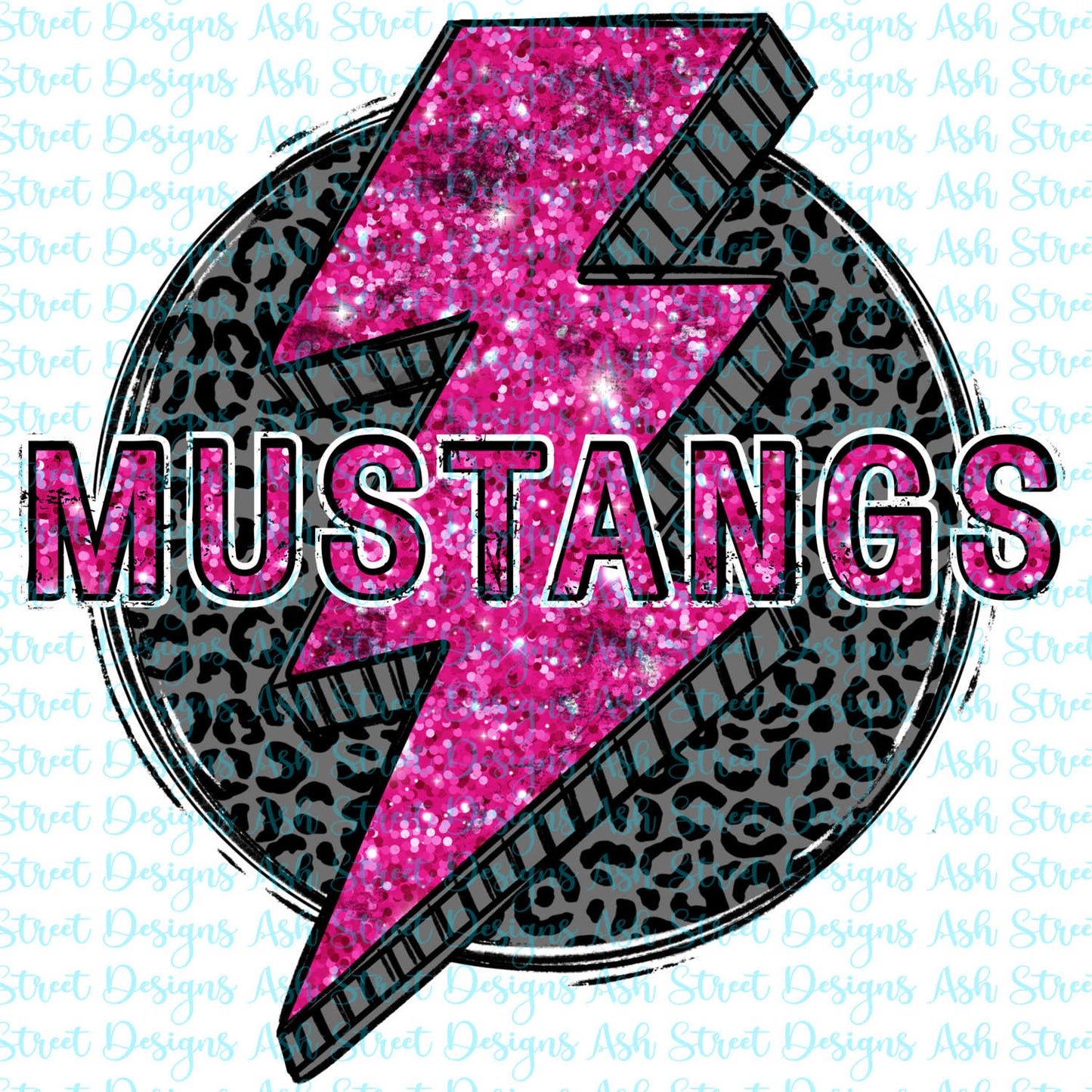 Mustangs Pink Lightning Bolt