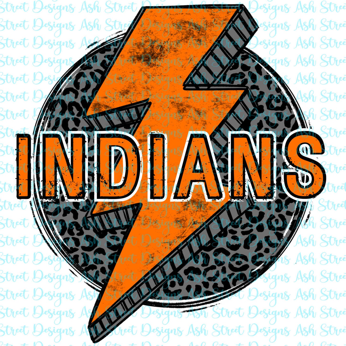 Indians Orange Lightning Bolt