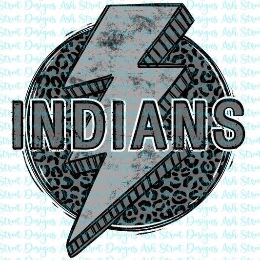 Indians Grey Lightning Bolt