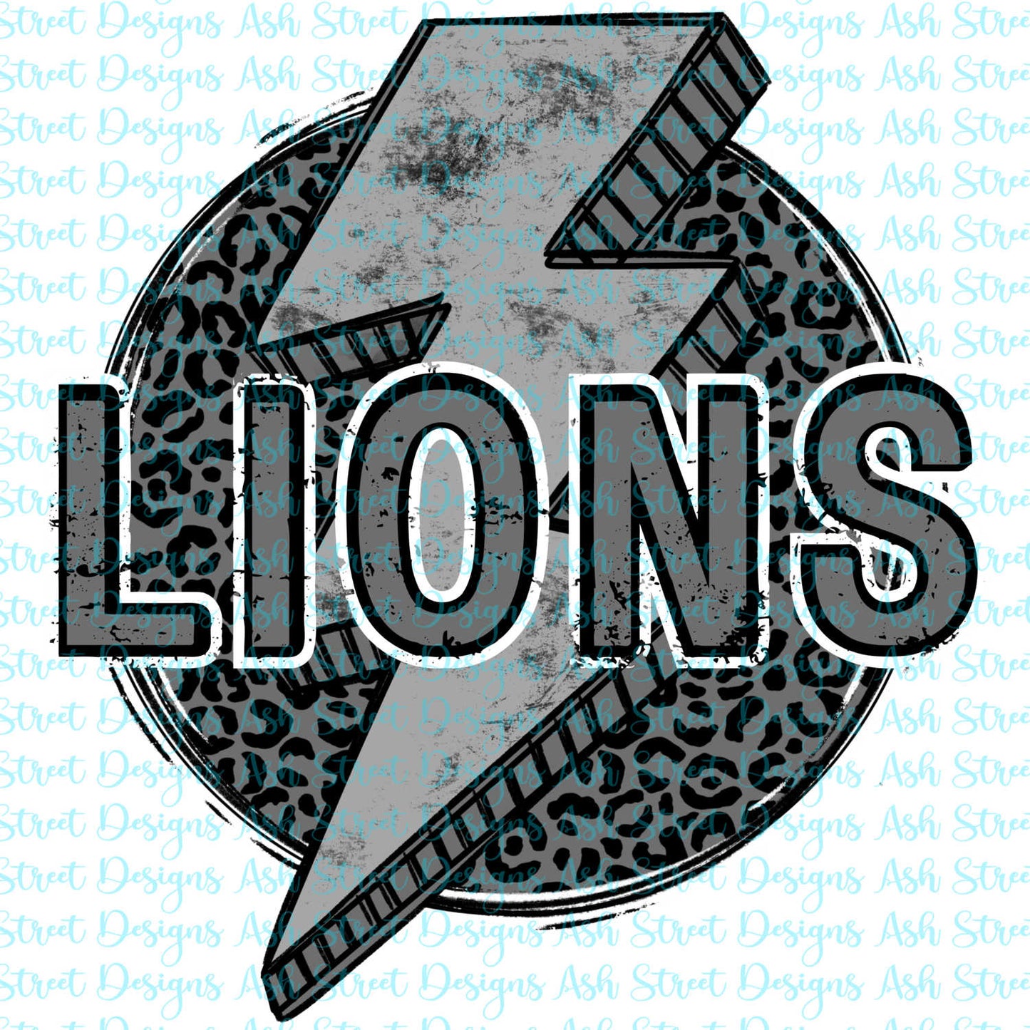 Lions Grey Lightning Bolt