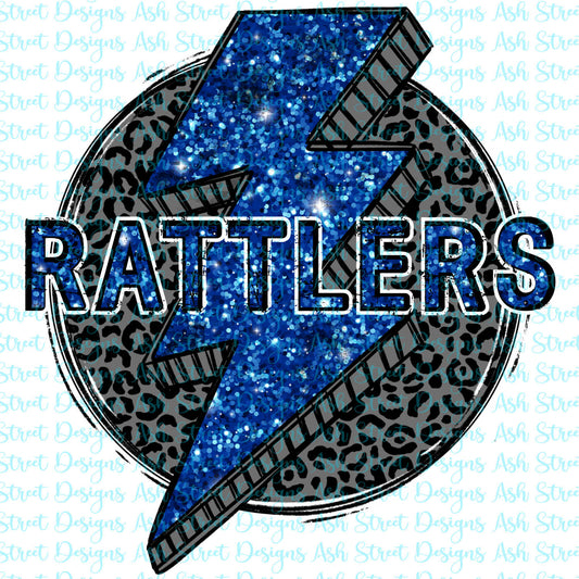 Rattlers Blue Glitter Lightning Bolt