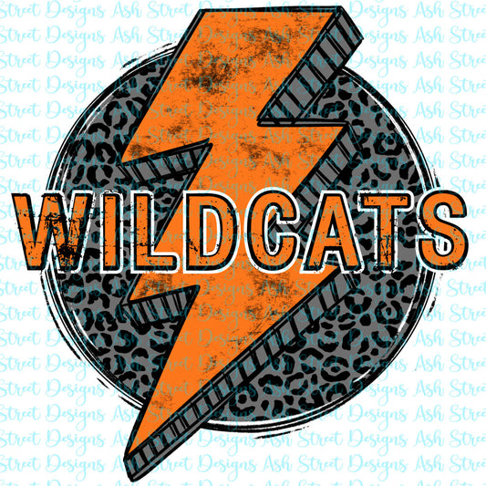 Wildcats Orange Lightening Bolt