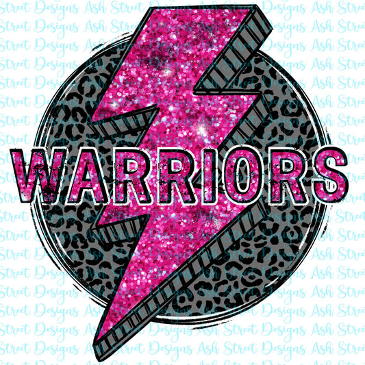 Warriors Pink Glitter Lightning Bolt