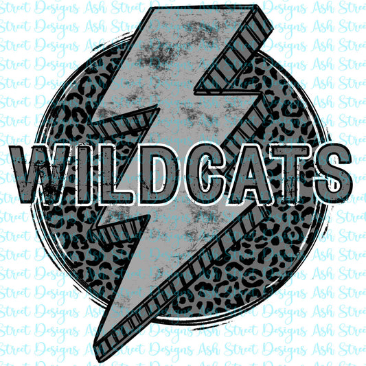 Wildcats Grey Lightening Bolt