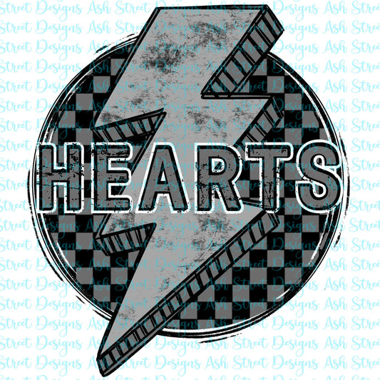 Hearts Grey Checkered Lightning Bolt