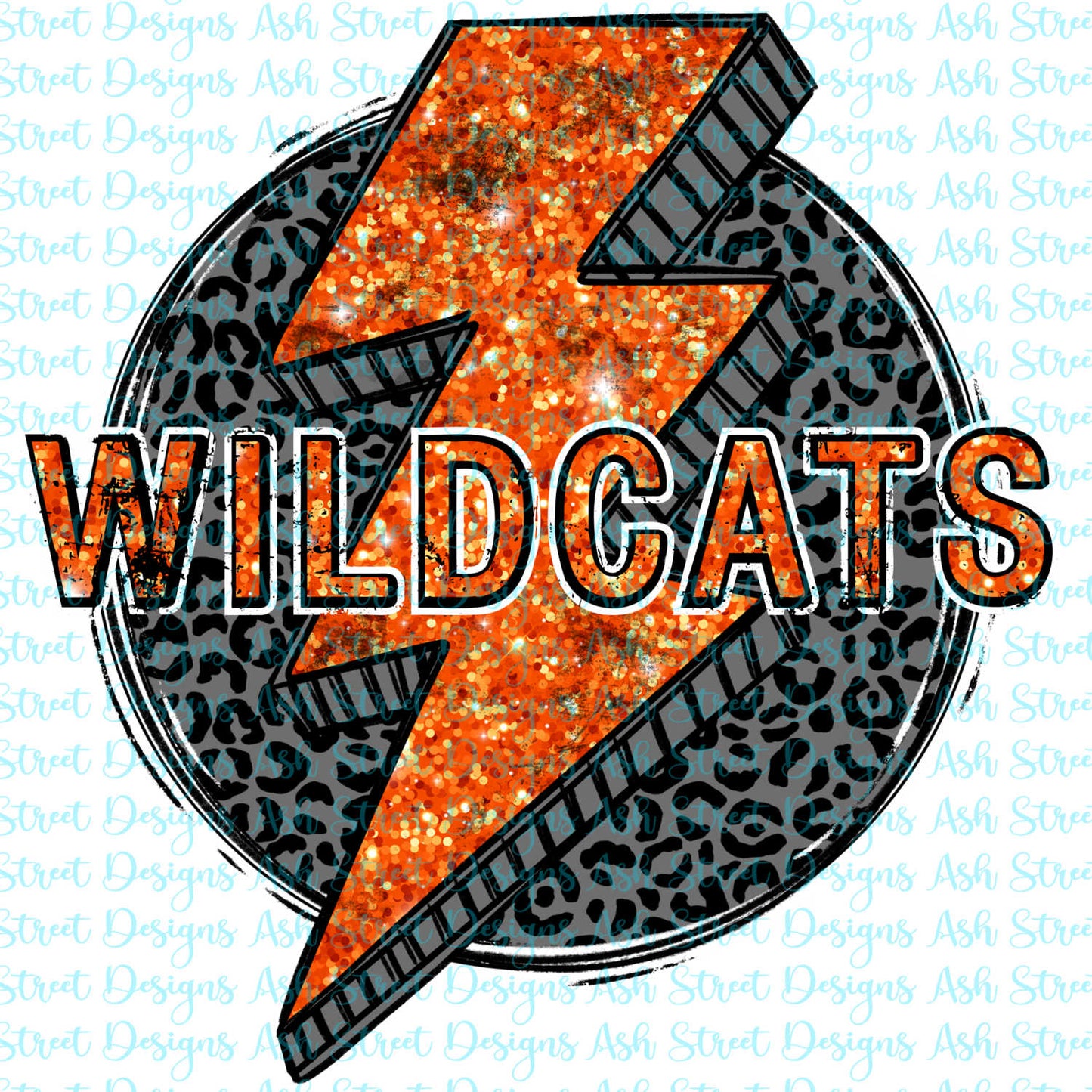 Wildcats Orange Glitter Lightening Bolt